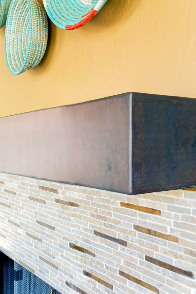 kitchen fireplace mantle detail